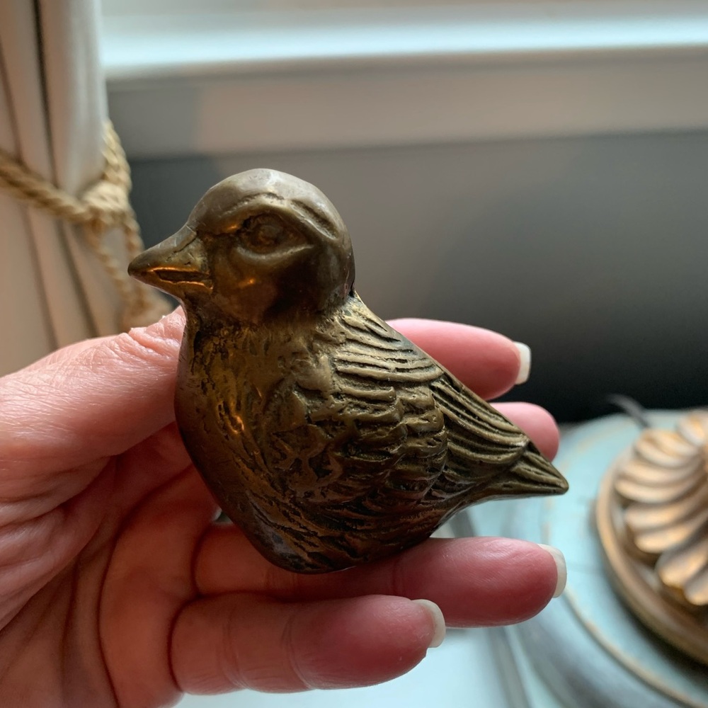 Brass Bird Figurine - Antique-Style Decorative Accent